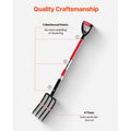 4 Tines Garden Fork Fiberglass Handle 45 in Spading Pitchfork Heavy Duty