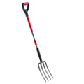 4 Tines Garden Fork Fiberglass Handle 45 in Spading Pitchfork Heavy Duty