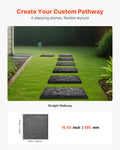 Garden Stepping Stones 4pc 39.5cm Grey Plastic Weather-Resistant Patio