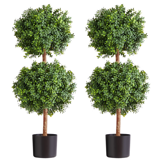 Artificial Topiary Boxwood Double Ball 914mm 2 Set Fake Plant