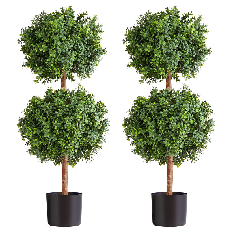 Artificial Topiary Boxwood Double Ball 914mm 2 Set Fake Plant