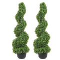 Boxwood Topiary Trees 7.6cm Tall Faux Plant 2pc Indoor Outdoor