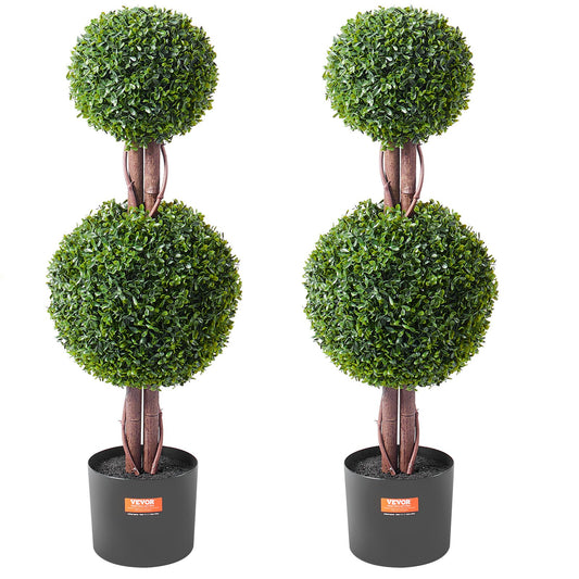 Artificial Boxwood Topiary Tree 91.4cm UV Faux Plant Indoor Outdoor 2pc