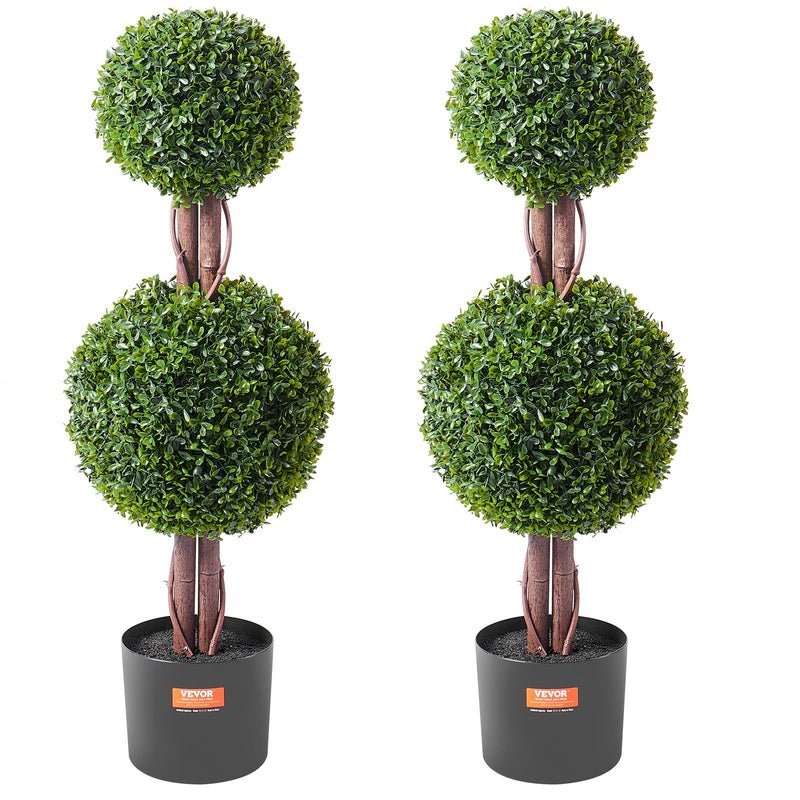 Artificial Boxwood Topiary Tree 91.4cm UV Faux Plant Indoor Outdoor 2pc
