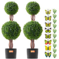 Artificial Boxwood Topiary Tree 91.4cm UV Faux Plant Indoor Outdoor 2pc