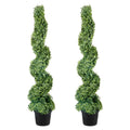 Artificial Topiaries Boxwood Trees, 10cm Tall (2 Pieces) Faux Topiary Plant Outdoor, All-year Green Feaux Plant w/ Replaceable Leaves for Decorative Indoor/Outdoor/Garden