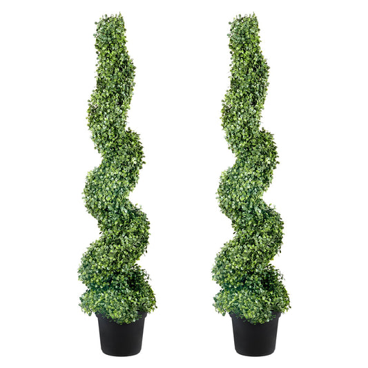 Boxwood Topiary Trees 10cm Tall 2pc Faux Plant Indoor Outdoor Decor