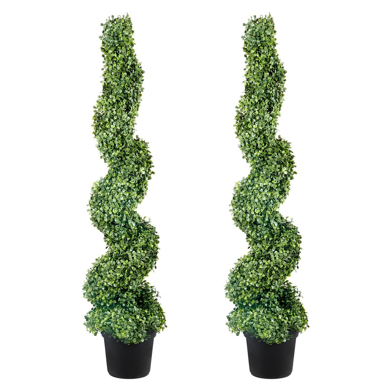 Boxwood Topiary Trees 10cm Tall 2pc Faux Plant Indoor Outdoor Decor