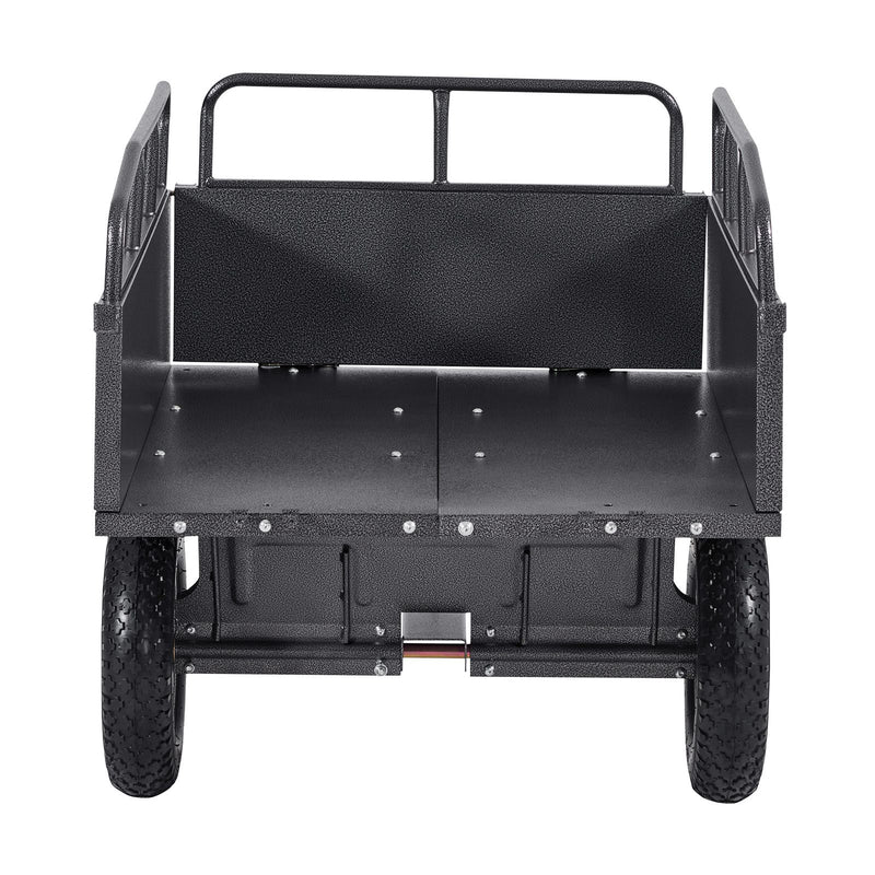Garden Utility Trailer, 10 Cu. Ft & 227 kg Capacity, ATV UTV Hauling Trailer, Tow Behind Steel Dump Cart with 14