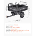 Garden Utility Trailer, 10 Cu. Ft & 227 kg Capacity, ATV UTV Hauling Trailer, Tow Behind Steel Dump Cart with 14
