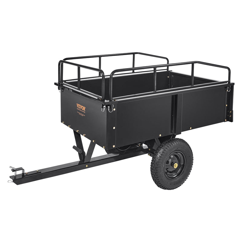 ATV Trailer Steel Dump Cart 750lb 15 Cu Ft Removable Sides