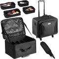 Rolling Makeup Train Case 3 Tier Large Black Waterproof Storage