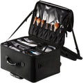 Rolling Makeup Train Case 3 Tier Large Black Waterproof Storage