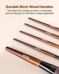 9-Piece Makeup Brush Set Foundation Blending Eyeshadow Wood Handle