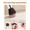 15-Piece Makeup Brush Set for Foundation Blending Eyeshadow, Professional Vegan Brushes with Soft Synthetic Bristles, Ergonomic Wood Handle & Aluminum Ferrule, Portable and Travel-Friendly