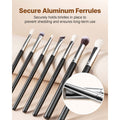 15-Piece Makeup Brush Set for Foundation Blending Eyeshadow, Professional Vegan Brushes with Soft Synthetic Bristles, Ergonomic Wood Handle & Aluminum Ferrule, Portable and Travel-Friendly