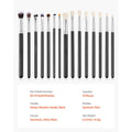 15-Piece Makeup Brush Set for Foundation Blending Eyeshadow, Professional Vegan Brushes with Soft Synthetic Bristles, Ergonomic Wood Handle & Aluminum Ferrule, Portable and Travel-Friendly