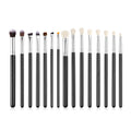 15-Piece Makeup Brush Set for Foundation Blending Eyeshadow, Professional Vegan Brushes with Soft Synthetic Bristles, Ergonomic Wood Handle & Aluminum Ferrule, Portable and Travel-Friendly