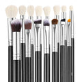 15-Piece Makeup Brush Set for Foundation Blending Eyeshadow, Professional Vegan Brushes with Soft Synthetic Bristles, Ergonomic Wood Handle & Aluminum Ferrule, Portable and Travel-Friendly