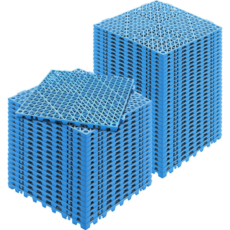 Interlocking Drainage Mat Tiles 50 Pack 30x30cm Non-Slip Blue