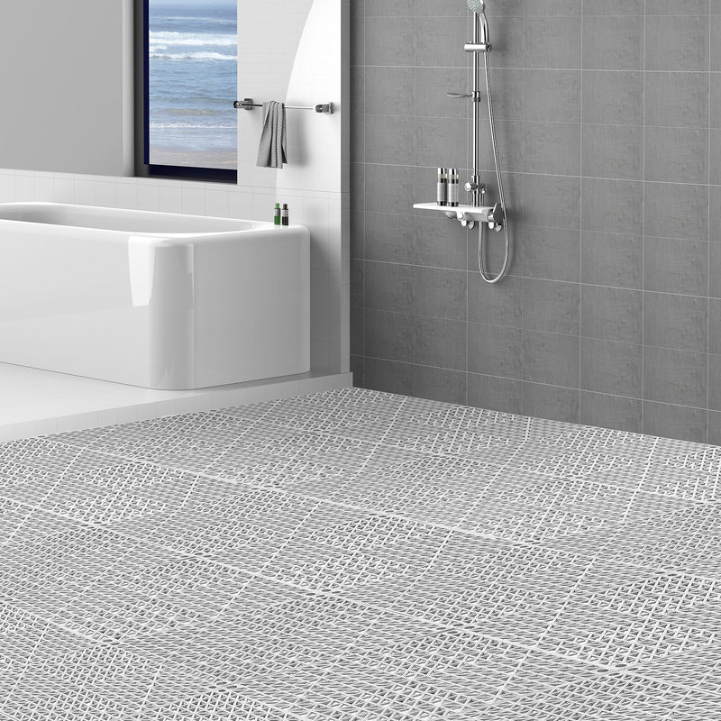 12x Interlocking Drainage Floor Tiles 30cm Grey Soft PVC Non-Slip