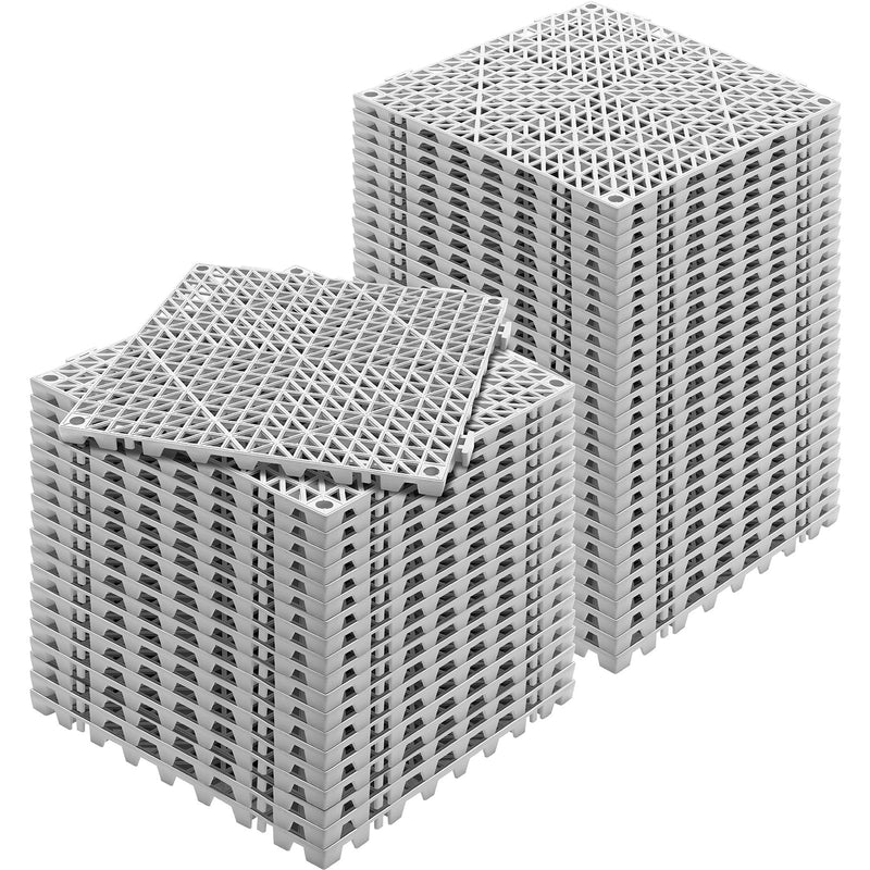 Interlocking Drainage Tiles 50 Pack 30x30cm Grey PVC Non-Slip