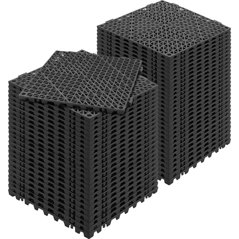 Interlocking Drainage Floor Tiles 55 Pack 30x30cm Black Non-Slip