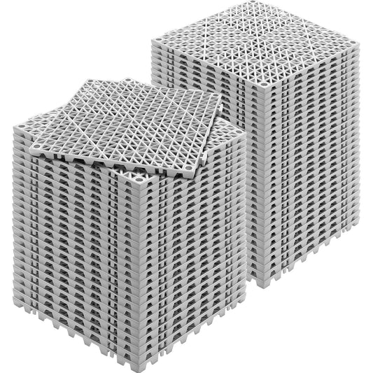 55 Pack 30x30cm Interlocking Cushion Floor Tiles Grey Drainage