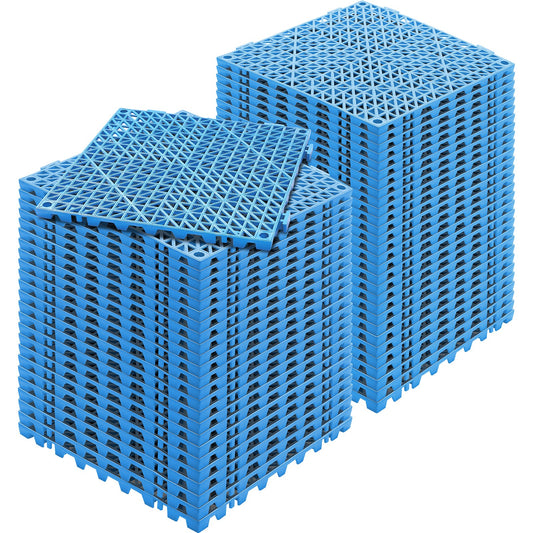 55x Interlocking Cushion Tiles 30x30cm Drainage Mats Blue