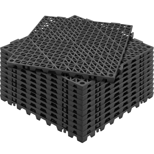 VEVOR Interlocking Drainage Floor Tiles 12 Pack 30x30cm Black Non-Slip