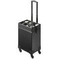 Professional Makeup Train Case Aluminum Extra Large Rolling Black