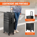 Professional Makeup Train Case Aluminum Extra Large Rolling Black