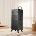 Professional Makeup Train Case Aluminum Extra Large Rolling Black