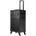 Professional Makeup Train Case Aluminum Extra Large Rolling Black