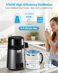 Water Distiller 4L 1750W Stainless Steel Glass Pot Grey