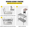 Stainless Steel Prep Table, 122 x 46 x 86 cm, 250kg Load Capacity Heavy Duty Metal Worktable with Adjustable Undershelf, Commercial Workstation for Kitchen Restaurant Garage Backyard