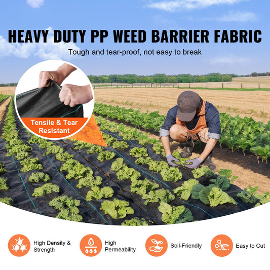Weed Barrier Landscape Fabric, 4*50FT Heavy Duty Garden Weed Fabric, Woven PP Weed Control Fabric, Driveway Fabric, Geotextile Fabric for Landscaping, Ground Cover, Weed Blocker Weed Mat, Black