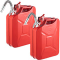 Jerry Fuel Can, 20 L Portable Jerry Gas Can with Flexible Spout System, Rustproof ＆ Heat-resistant Steel Fuel Tank for Cars Trucks Equipment, 2PCS Red