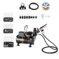 Airbrush Kit, 1/6 HP, Air Brush Kit with Air Compressor, 3 Dual-Action Professional Airbrushes with 3 Tips, Hose, Acrylic Paint, 2 Fans, Low Noise, for Cake Decorating, Model Painting, Nail Art