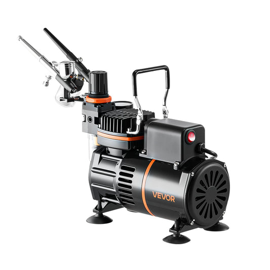 Airbrush Kit 1/6 HP Air Compressor 3 Dual-Action Airbrushes Cake Nails