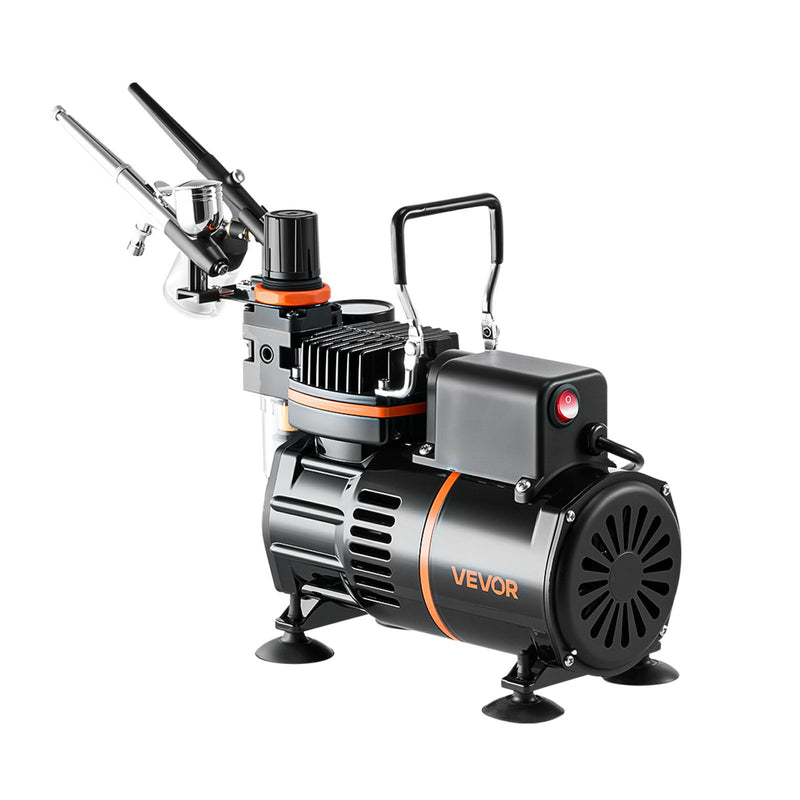 Airbrush Kit 1/6 HP Air Compressor 3 Dual-Action Airbrushes Cake Nails
