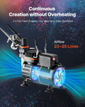 Airbrush Kit 1/6 HP Air Compressor 3 Dual-Action Airbrushes Cake Nails