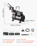 Airbrush Kit 1/6 HP Air Compressor 3 Dual-Action Airbrushes Cake Nails