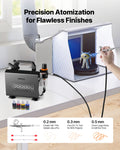 Airbrush Kit 1/6 HP Air Compressor 1 Brush 3 Tips Paint