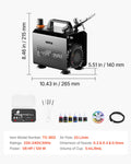 Airbrush Kit 1/6 HP Air Compressor 1 Brush 3 Tips Paint