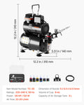 Airbrush Kit 1/6 HP Air Compressor Tank 1 Brush 3 Tips