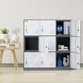 9 Door Metal Storage Cabinet Gray Steel Office Employees
