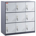 9 Door Metal Storage Cabinet Gray Steel Office Employees