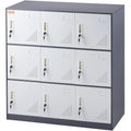 9 Door Metal Storage Cabinet Gray Steel Office Employees