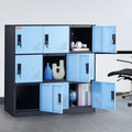 9 Door Metal Storage Cabinet Black Steel Office Employee